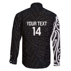 New Zealand Silver Fern Rugby Custom Family Matching Off The Shoulder Long Sleeve Dress and Hawaiian Shirt Maori Koru Go Black Fern - Aussie Hoodie