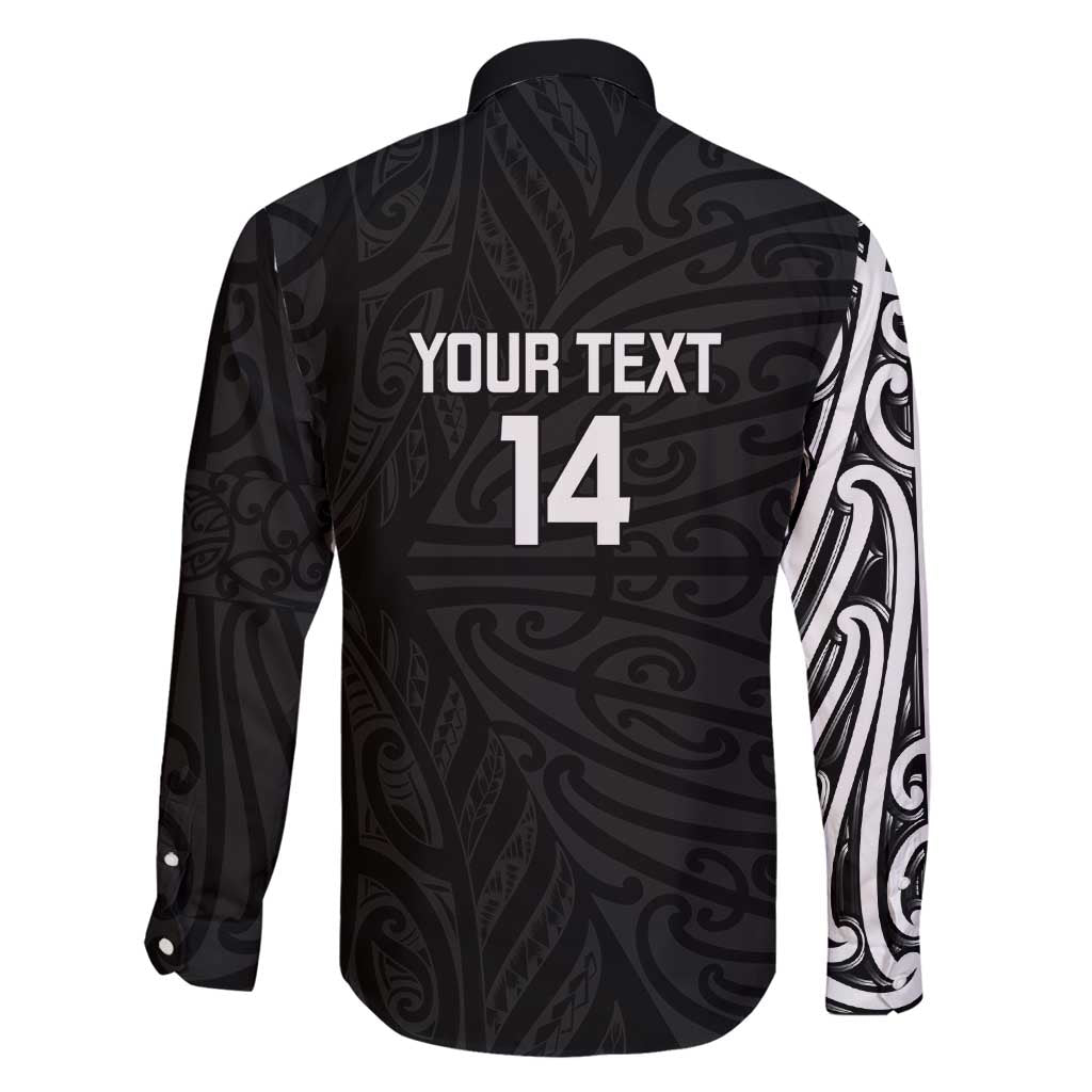 New Zealand Silver Fern Rugby Custom Family Matching Off Shoulder Maxi Dress and Hawaiian Shirt Maori Koru Go Black Fern - Aussie Hoodie