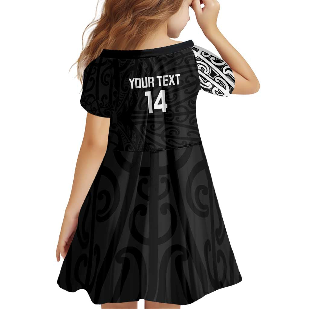 New Zealand Silver Fern Rugby Custom Family Matching Off Shoulder Short Dress and Hawaiian Shirt Maori Koru Go Black Fern - Aussie Hoodie