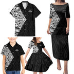New Zealand Silver Fern Rugby Custom Family Matching Puletasi and Hawaiian Shirt Maori Koru Go Black Fern - Aussie Hoodie