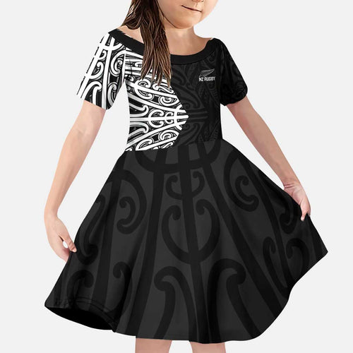 New Zealand Silver Fern Rugby Custom Family Matching Puletasi and Hawaiian Shirt Maori Koru Go Black Fern - Aussie Hoodie