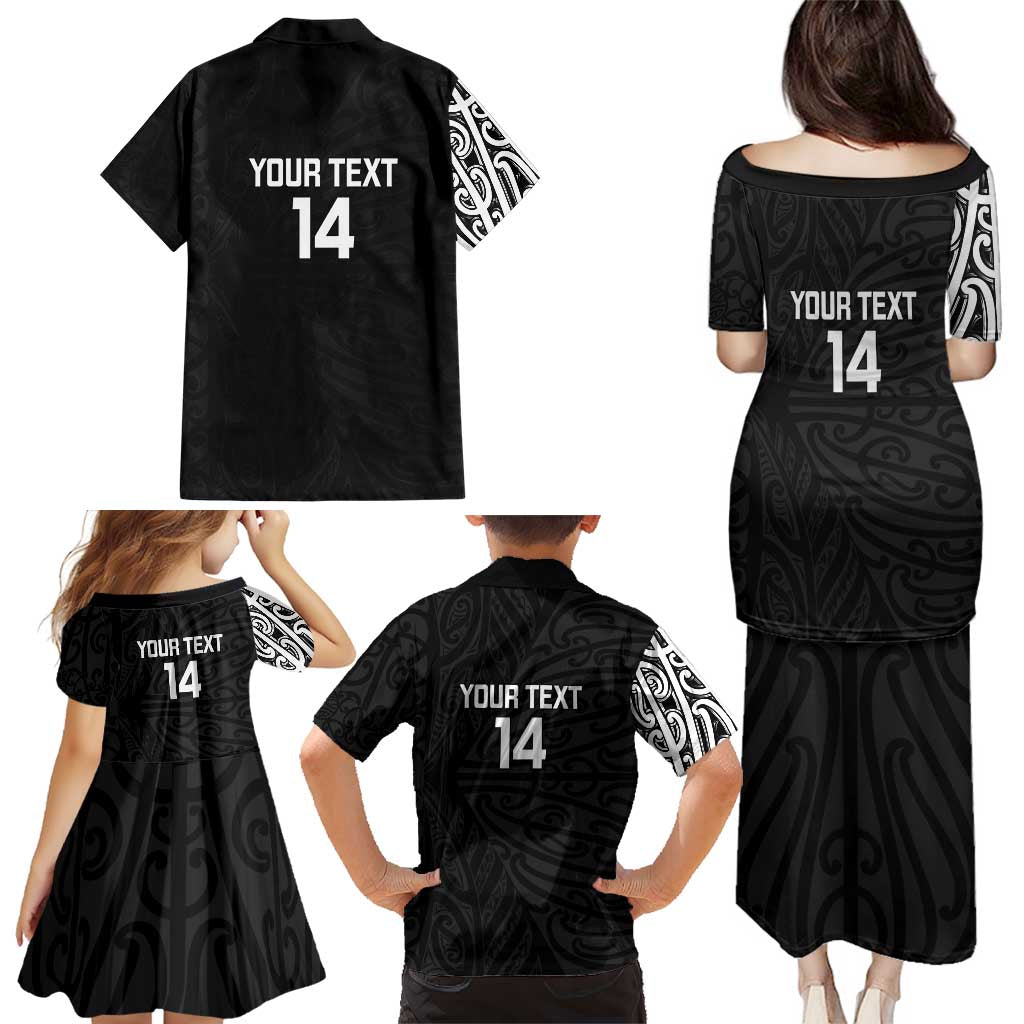 New Zealand Silver Fern Rugby Custom Family Matching Puletasi and Hawaiian Shirt Maori Koru Go Black Fern - Aussie Hoodie