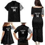 New Zealand Silver Fern Rugby Custom Family Matching Puletasi and Hawaiian Shirt Maori Koru Go Black Fern - Aussie Hoodie