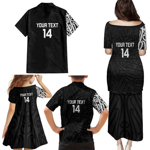 New Zealand Silver Fern Rugby Custom Family Matching Puletasi and Hawaiian Shirt Maori Koru Go Black Fern - Aussie Hoodie