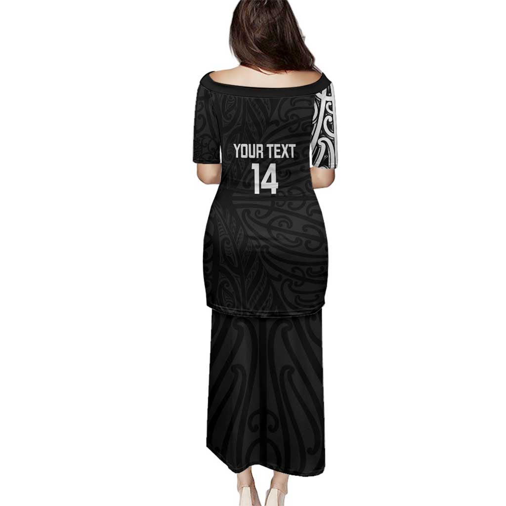 New Zealand Silver Fern Rugby Custom Family Matching Puletasi and Hawaiian Shirt Maori Koru Go Black Fern - Aussie Hoodie