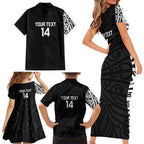 New Zealand Silver Fern Rugby Custom Family Matching Short Sleeve Bodycon Dress and Hawaiian Shirt Maori Koru Go Black Fern - Aussie Hoodie