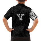 New Zealand Silver Fern Rugby Custom Family Matching Tank Maxi Dress and Hawaiian Shirt Maori Koru Go Black Fern - Aussie Hoodie