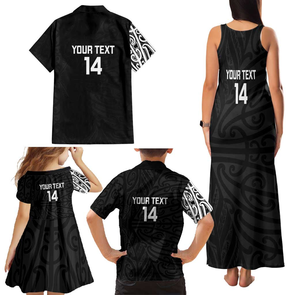 New Zealand Silver Fern Rugby Custom Family Matching Tank Maxi Dress and Hawaiian Shirt Maori Koru Go Black Fern - Aussie Hoodie
