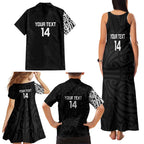 New Zealand Silver Fern Rugby Custom Family Matching Tank Maxi Dress and Hawaiian Shirt Maori Koru Go Black Fern - Aussie Hoodie