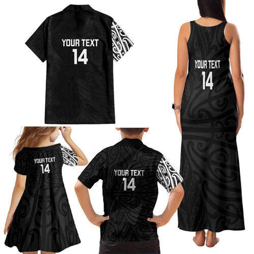 New Zealand Silver Fern Rugby Custom Family Matching Tank Maxi Dress and Hawaiian Shirt Maori Koru Go Black Fern - Aussie Hoodie