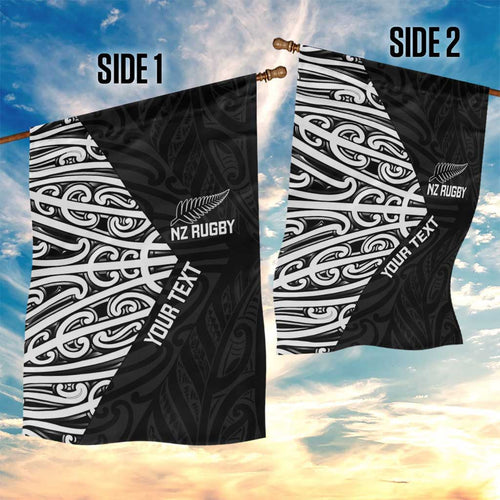 New Zealand Silver Fern Rugby Custom Garden Flag Maori Koru Go Black Fern - Aussie Hoodie
