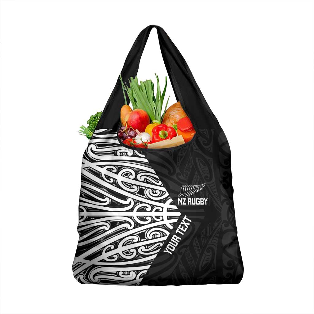New Zealand Silver Fern Rugby Custom Grocery Bag Maori Koru Go Black Fern - Aussie Hoodie