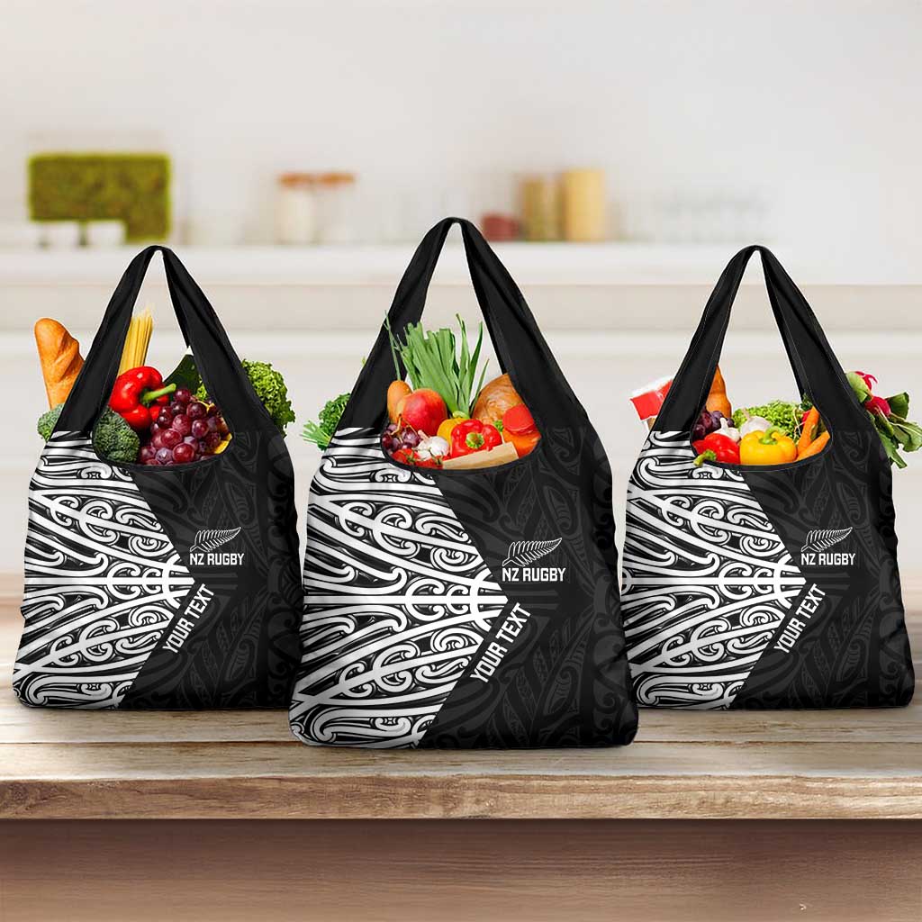 New Zealand Silver Fern Rugby Custom Grocery Bag Maori Koru Go Black Fern - Aussie Hoodie