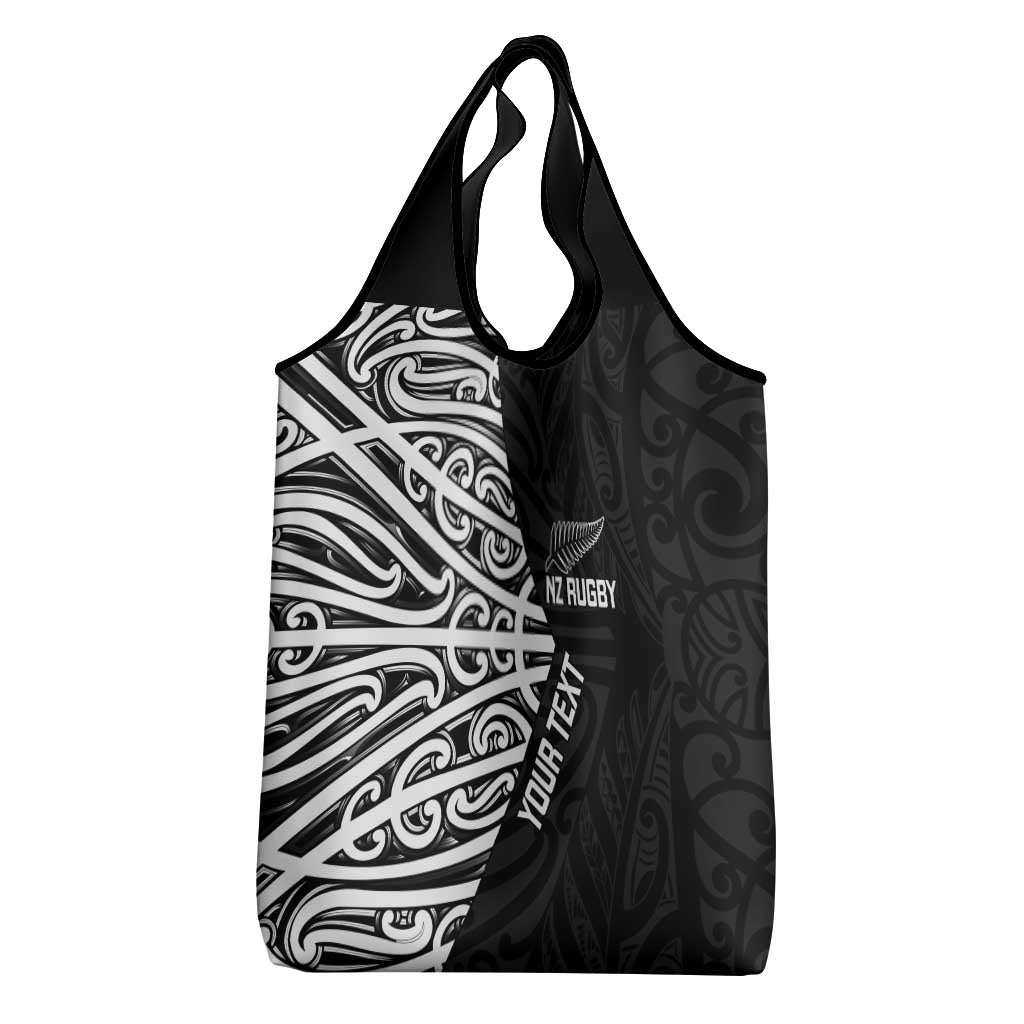 New Zealand Silver Fern Rugby Custom Grocery Bag Maori Koru Go Black Fern - Aussie Hoodie