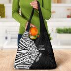 New Zealand Silver Fern Rugby Custom Grocery Bag Maori Koru Go Black Fern - Aussie Hoodie
