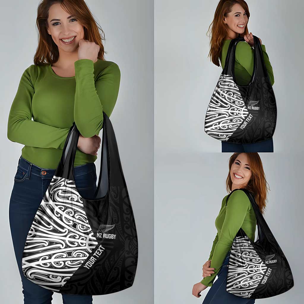 New Zealand Silver Fern Rugby Custom Grocery Bag Maori Koru Go Black Fern - Aussie Hoodie