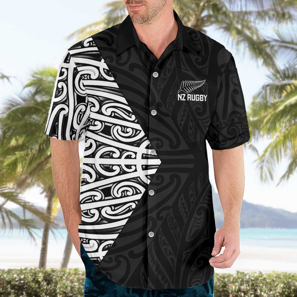 New Zealand Silver Fern Rugby Custom Hawaiian Shirt Maori Koru Go Black Fern - Aussie Hoodie