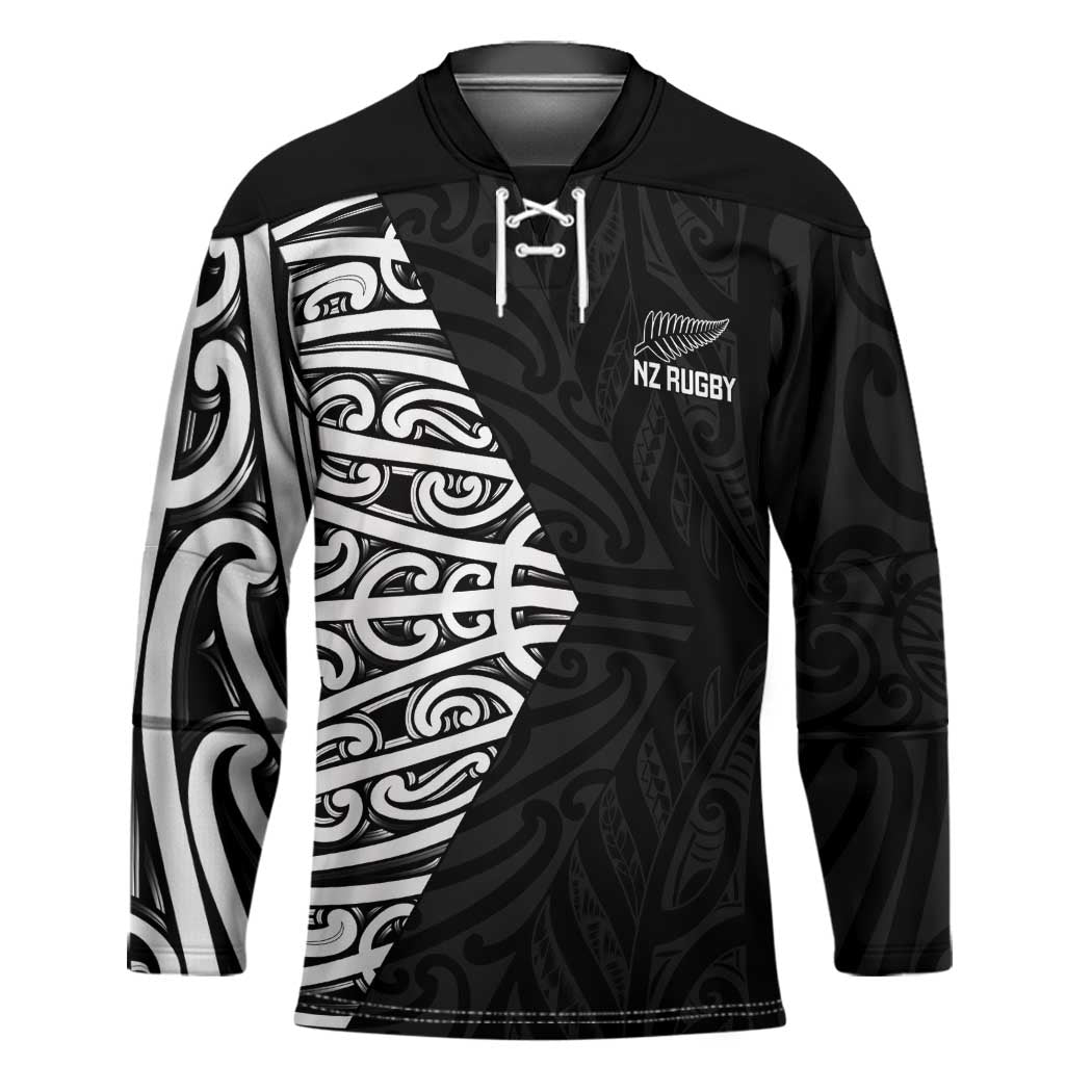 New Zealand Silver Fern Rugby Custom Hockey Jersey Maori Koru Go Black Fern - Aussie Hoodie