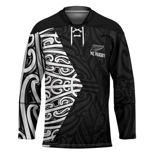 New Zealand Silver Fern Rugby Custom Hockey Jersey Maori Koru Go Black Fern - Aussie Hoodie