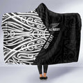 New Zealand Silver Fern Rugby Custom Hooded Blanket Maori Koru Go Black Fern - Aussie Hoodie