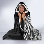 New Zealand Silver Fern Rugby Custom Hooded Blanket Maori Koru Go Black Fern - Aussie Hoodie