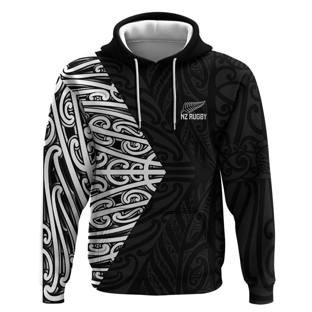 New Zealand Silver Fern Rugby Custom Hoodie Maori Koru Go Black Fern - Aussie Hoodie