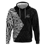 New Zealand Silver Fern Rugby Custom Hoodie Maori Koru Go Black Fern - Aussie Hoodie