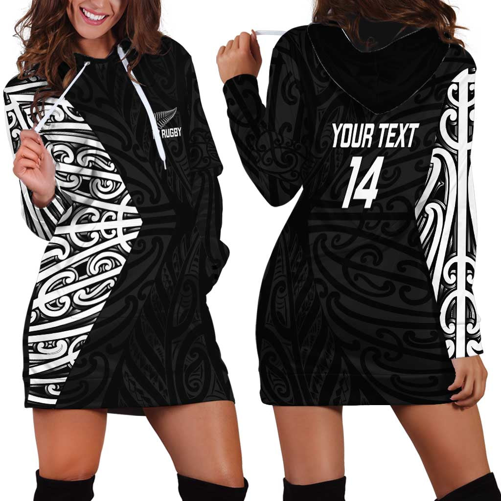 New Zealand Silver Fern Rugby Custom Hoodie Dress Maori Koru Go Black Fern - Aussie Hoodie
