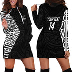 New Zealand Silver Fern Rugby Custom Hoodie Dress Maori Koru Go Black Fern - Aussie Hoodie