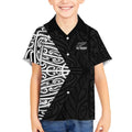 New Zealand Silver Fern Rugby Custom Kid Hawaiian Shirt Maori Koru Go Black Fern - Aussie Hoodie