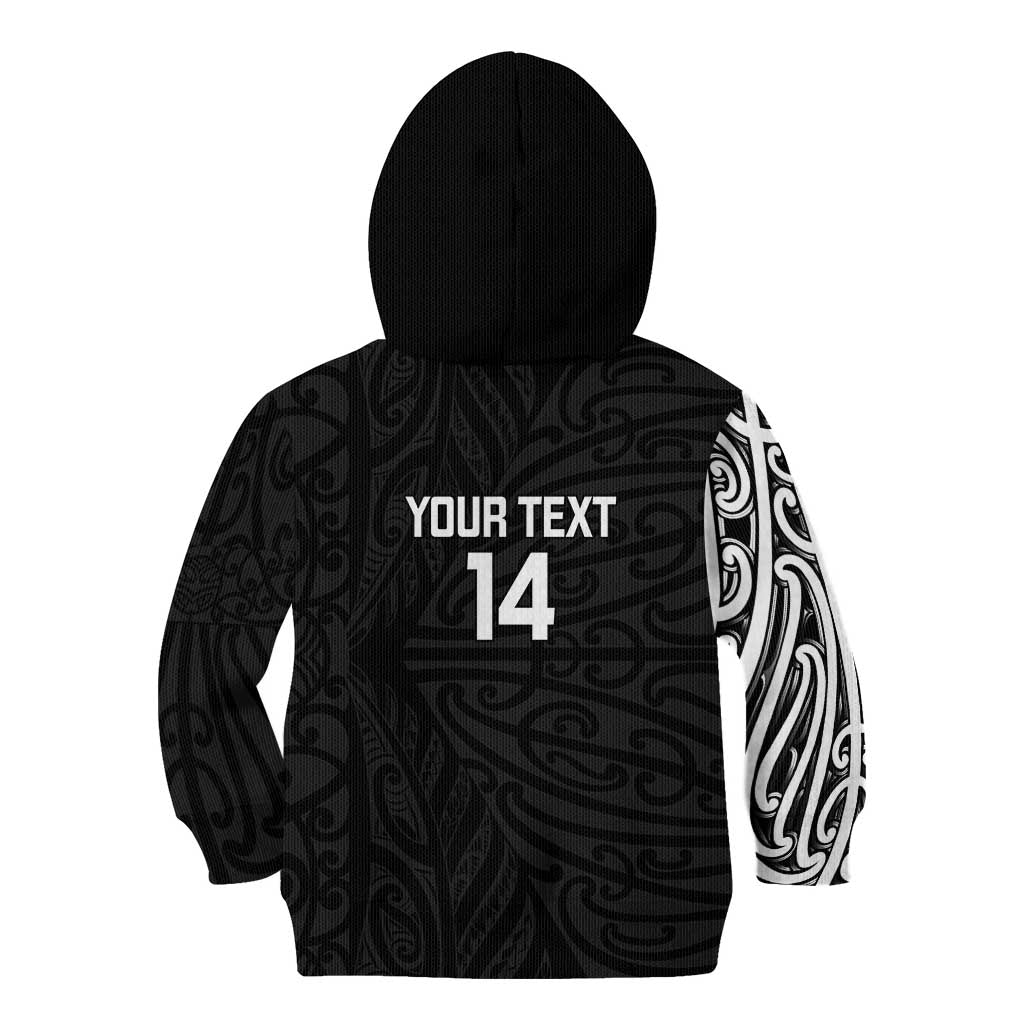 New Zealand Silver Fern Rugby Custom Kid Hoodie Maori Koru Go Black Fern - Aussie Hoodie