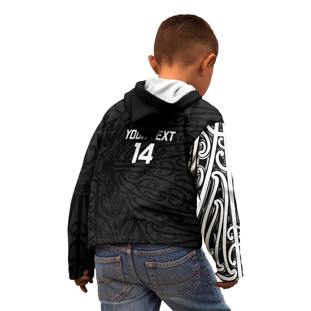New Zealand Silver Fern Rugby Custom Kid Hoodie Maori Koru Go Black Fern - Aussie Hoodie