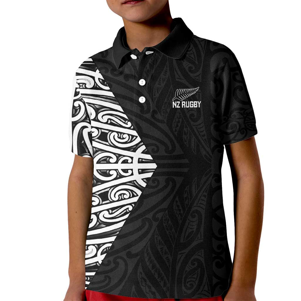 New Zealand Silver Fern Rugby Custom Kid Polo Shirt Maori Koru Go Black Fern - Aussie Hoodie