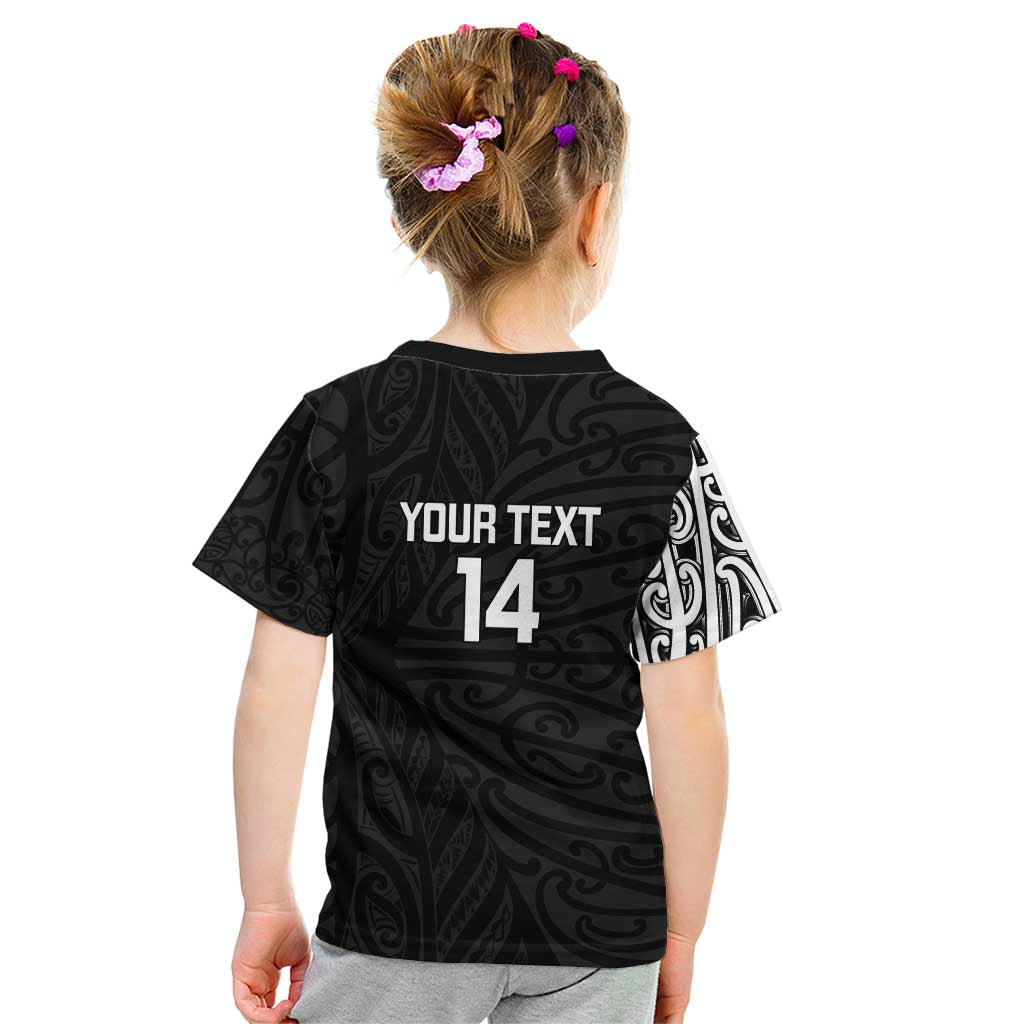 New Zealand Silver Fern Rugby Custom Kid T Shirt Maori Koru Go Black Fern - Aussie Hoodie