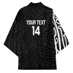 New Zealand Silver Fern Rugby Custom Kimono Maori Koru Go Black Fern - Aussie Hoodie