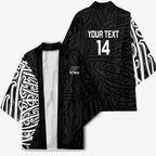 New Zealand Silver Fern Rugby Custom Kimono Maori Koru Go Black Fern - Aussie Hoodie