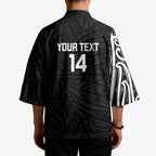 New Zealand Silver Fern Rugby Custom Kimono Maori Koru Go Black Fern - Aussie Hoodie