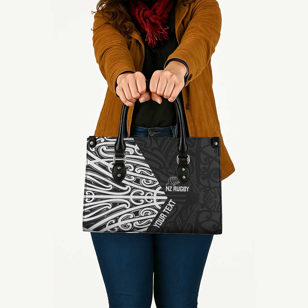 New Zealand Silver Fern Rugby Custom Leather Bag Maori Koru Go Black Fern - Aussie Hoodie