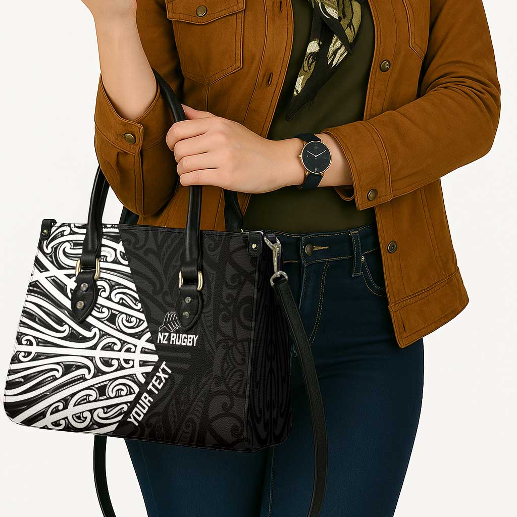 New Zealand Silver Fern Rugby Custom Leather Bag Maori Koru Go Black Fern - Aussie Hoodie