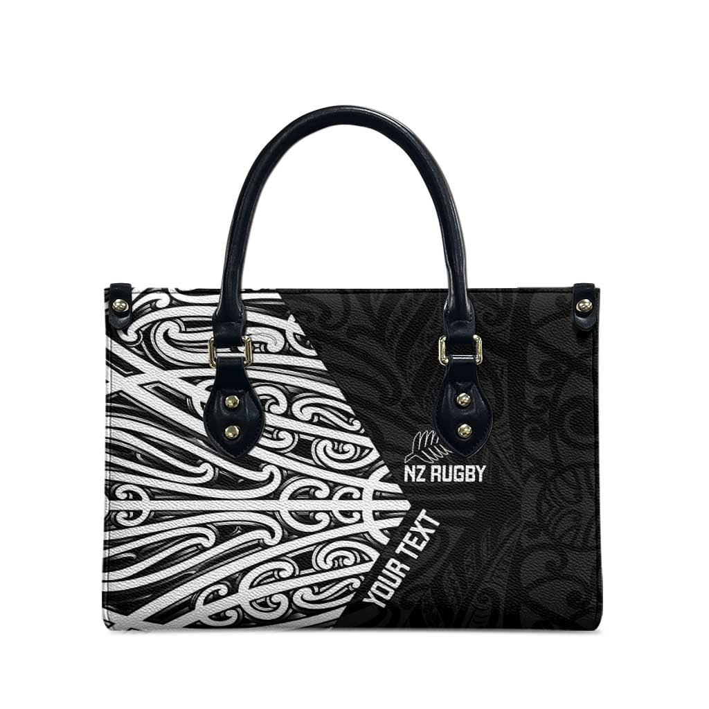 New Zealand Silver Fern Rugby Custom Leather Bag Maori Koru Go Black Fern - Aussie Hoodie