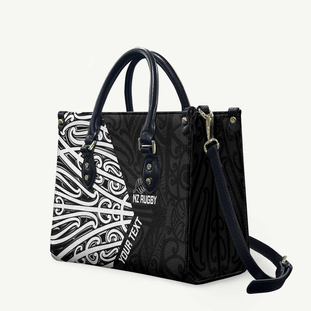 New Zealand Silver Fern Rugby Custom Leather Bag Maori Koru Go Black Fern - Aussie Hoodie