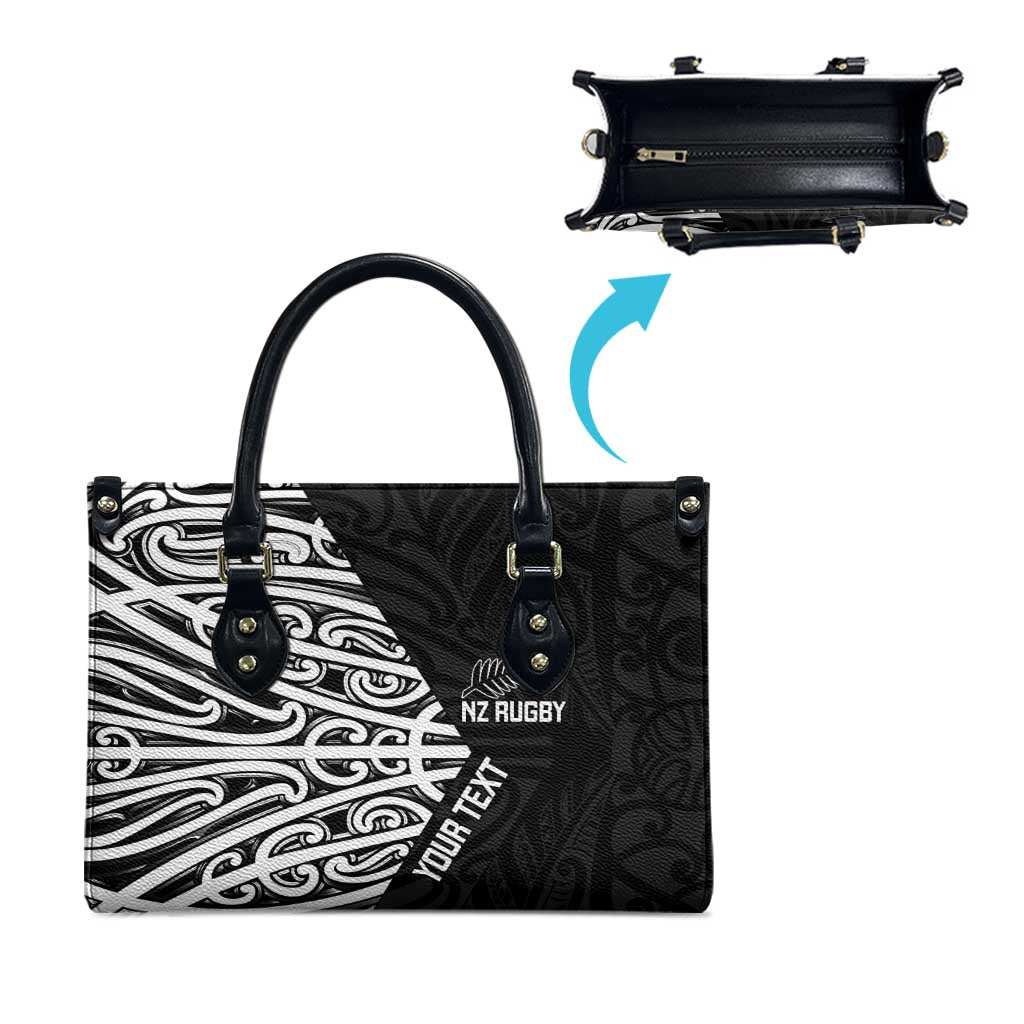 New Zealand Silver Fern Rugby Custom Leather Bag Maori Koru Go Black Fern - Aussie Hoodie