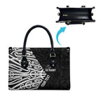 New Zealand Silver Fern Rugby Custom Leather Bag Maori Koru Go Black Fern - Aussie Hoodie