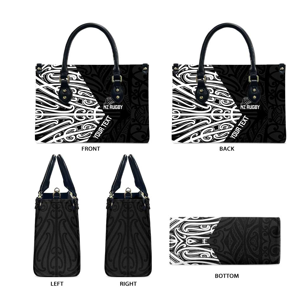 New Zealand Silver Fern Rugby Custom Leather Bag Maori Koru Go Black Fern - Aussie Hoodie