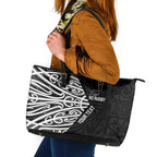 New Zealand Silver Fern Rugby Custom Leather Tote Bag Maori Koru Go Black Fern - Aussie Hoodie
