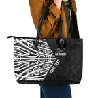 New Zealand Silver Fern Rugby Custom Leather Tote Bag Maori Koru Go Black Fern - Aussie Hoodie