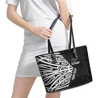 New Zealand Silver Fern Rugby Custom Leather Tote Bag Maori Koru Go Black Fern - Aussie Hoodie