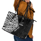 New Zealand Silver Fern Rugby Custom Leather Tote Bag Maori Koru Go Black Fern - Aussie Hoodie