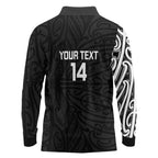 New Zealand Silver Fern Rugby Custom Long Sleeve Polo Shirt Maori Koru Go Black Fern - Aussie Hoodie