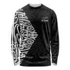 New Zealand Silver Fern Rugby Custom Long Sleeve Shirt Maori Koru Go Black Fern - Aussie Hoodie